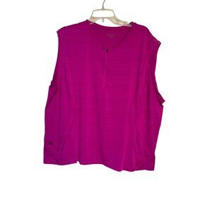 Athleta Bright Pink Zip-Up Sleeveless Activewear Top 3X Lightweight Stretchy & S
